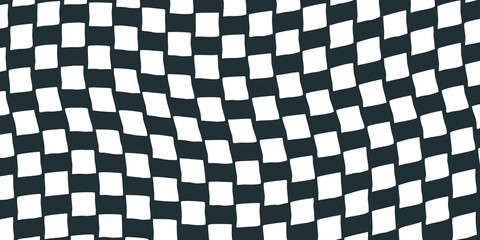 Obraz premium checkerboard pattern irregular hand drawn black and white