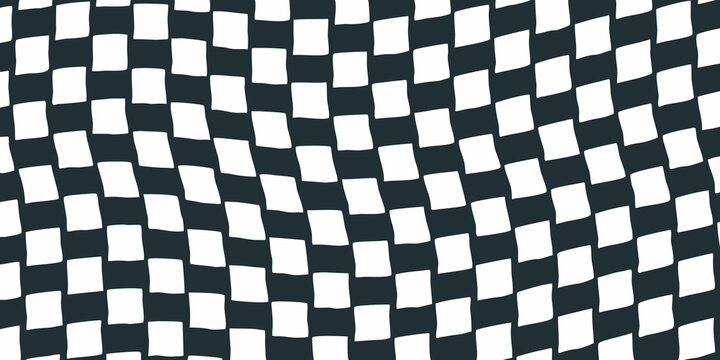 checkerboard pattern irregular hand drawn black and white