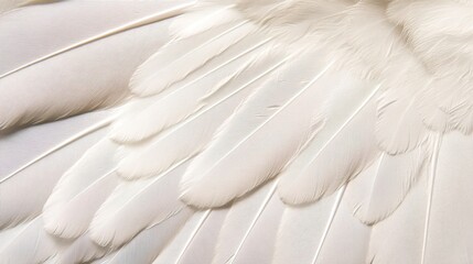 Naklejka premium directional. A detailed close-up of a natural white wing feather showing intricate patterns. wildlife magazines, conservation campaigns, designed for wildlife conservation campaigns.