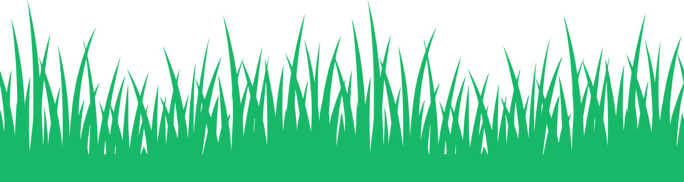 green grass border, vector meadow lawn silhouette, natural plant field edge design isolated on transparent background