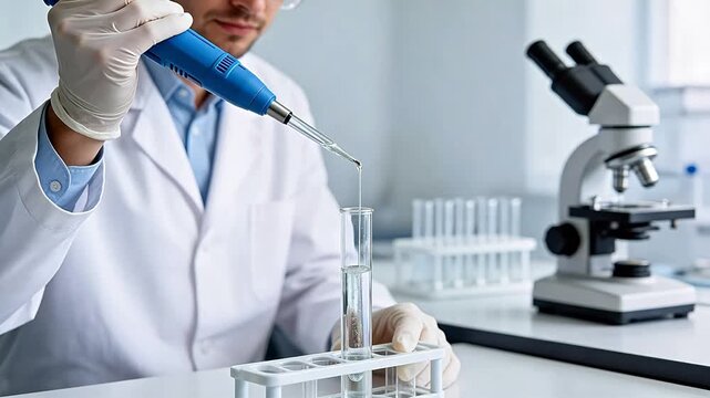 Scientist conducting liquid experiment in lab