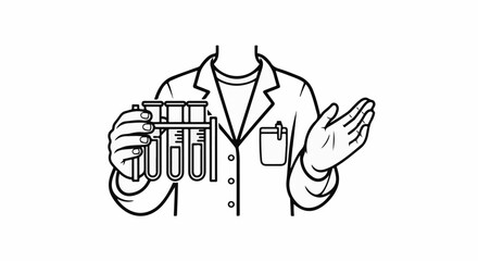 Fototapeta premium Scientist in lab coat holds test tubes in rack, one hand gesturing