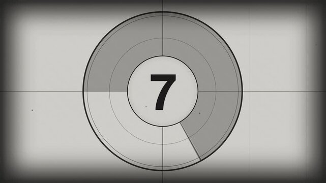 Vintage Film Countdown 10 to 0, Retro Timer Screen Animation