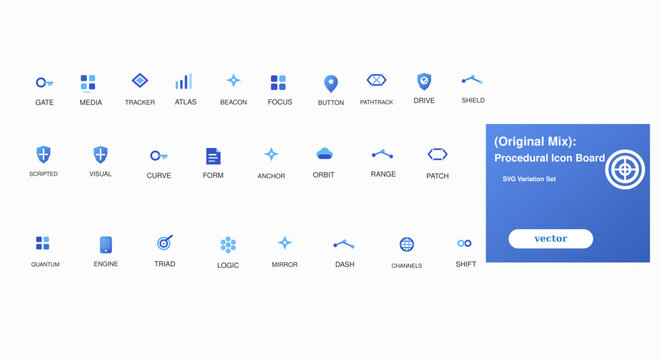 Blue original Wiki template for web design in flat style with icons and buttons on white background for software development
