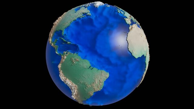Loop Rotating 3D Rendering Earth Animation with Stylized Topography and Deep Blue Ocean