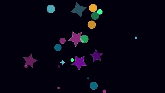 Neon stars geometric motion abstract (110 characters animation background, blur circle