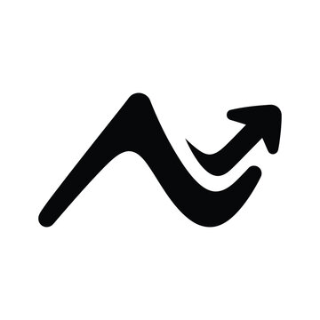 Upward arrow with wavy line icon design