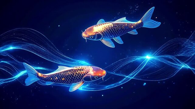 Two koi fish swimming in water.