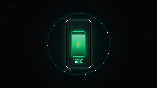 Smartphone Battery Charging Animated Graphics.
