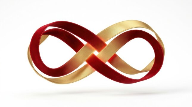 Red and Gold Infinity Symbol 3D Ribbon Loop
