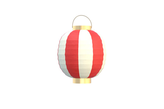 Round red and white striped Japanese festival lantern chochin