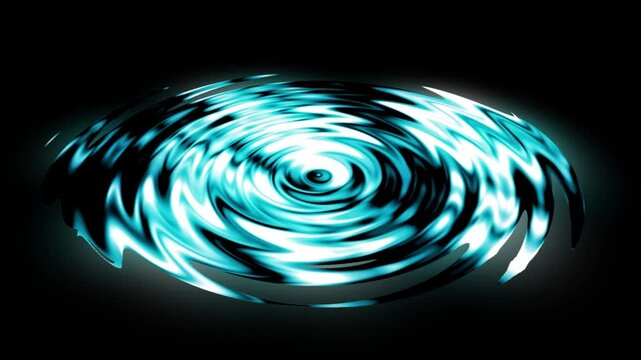 Realistic Glowing Water Wave Ripple and Liquid Distortion on Green Screen; Top View Circular Surface Wave Effect with Chroma Key for Video Compositing.