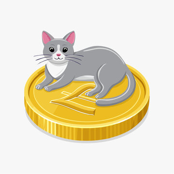 Cat Sitting on a Pound Sterling Coin