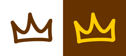 Vibrant gold crown symbol rendered in a clean urban hand style graffiti tag with dark brown details. This bold royal icon stands out with its sharp edges and classic street art color palette. © dirtyfellas