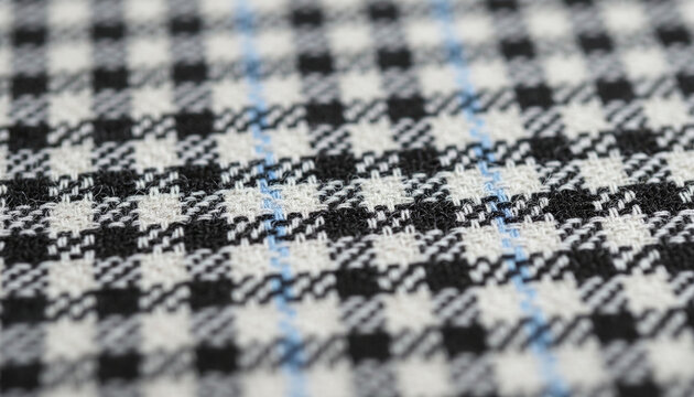 Prince of Wales Glen plaid worsted wool fabric texture with blue overcheck