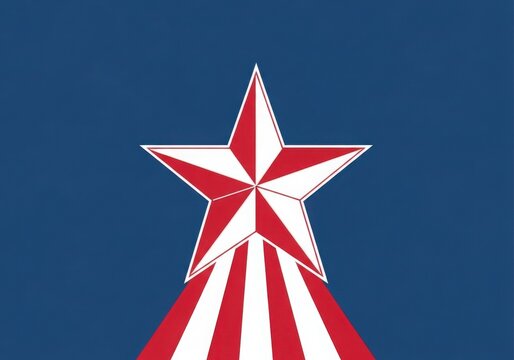 Vibrant red star with dynamic rays on a blue background