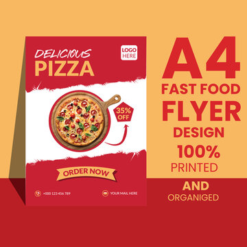Vintage style pizza menu design with vector illustration and decorative retro elements for restaurant poster and card.