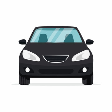 Front View of a Black Sedan Car