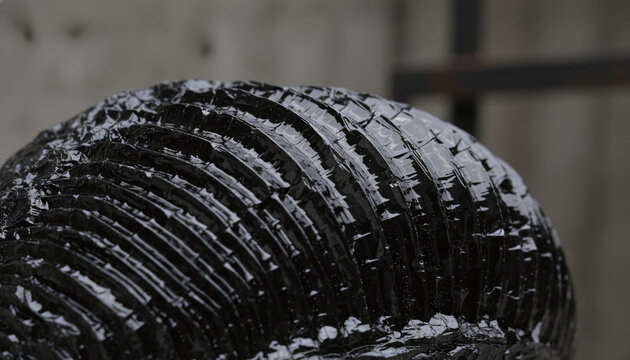 Raw black Obsidian volcanic glass texture with sharp conchoidal fracture lines