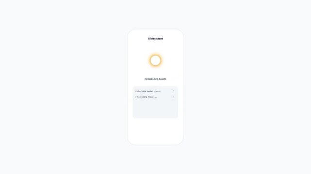 Financial AI assistant rebalancing investment assets and diversifying portfolio strategy on mobile trading application
