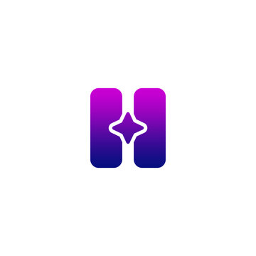 Letter H With Sparkle Logo Vector Design