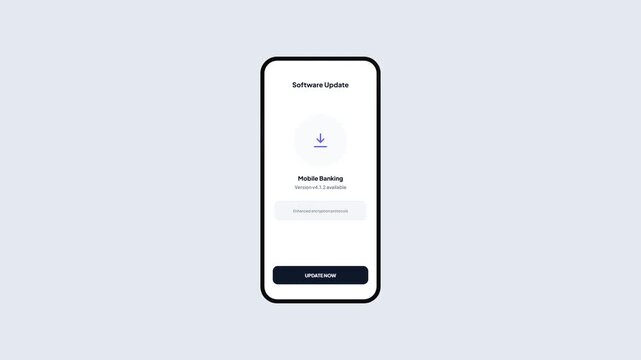 Mobile banking application software update process from download to successful installation