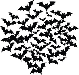 Fototapeta premium Bat silhouette collection in heart shape black bats against white background high quality professional detailed modern