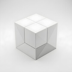 Fototapeta premium A complex geometric structure composed of multiple interconnected cubes.