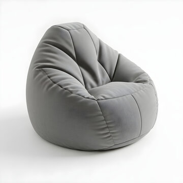 A large, comfortable, grey bean bag chair for relaxing and lounging