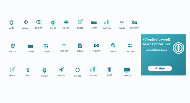 Creative flat icon set for modern web system design showcasing 24 diverse app symbols.