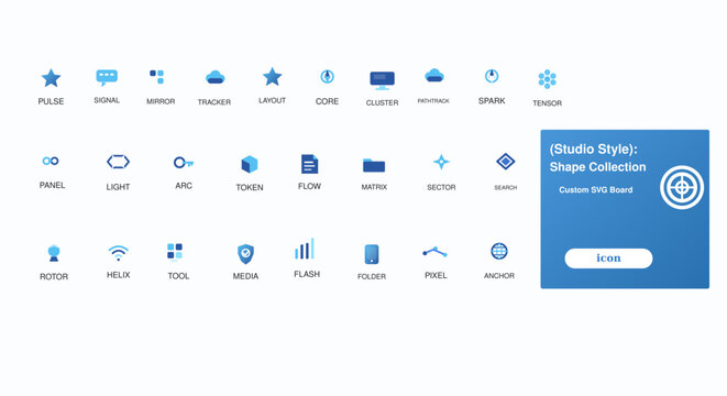 Flat design icon set showcasing diverse app and web service symbols for digital product development.