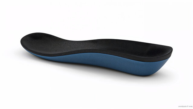 Orthopedic insoles on white background, foot support insert for comfort and posture