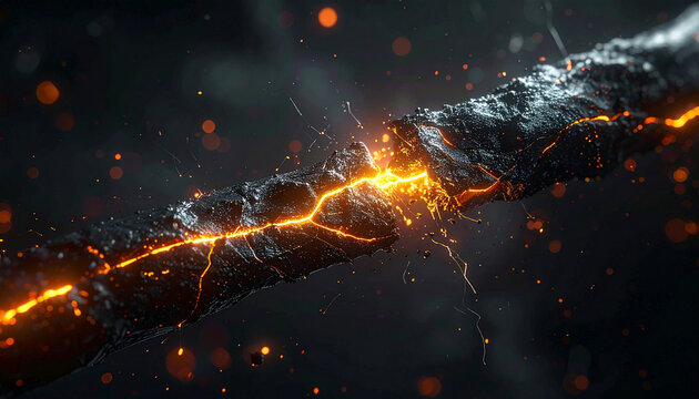 Burning Fiber: A close-up shot of a burning fiber with bright light crackling through it, symbolizing the intensity of energy.