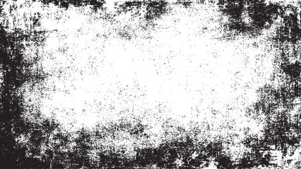 Obraz premium Grunge black frame over white brushstroke with splatter texture isolated on clean white background