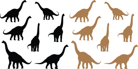 Brachiosaurus silhouettes and illustrations a prehistoric dinosaur collection © ABU