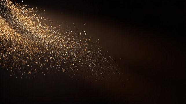 Golden confetti frozen in motion against dark background, celebrating energy and sparkle.
