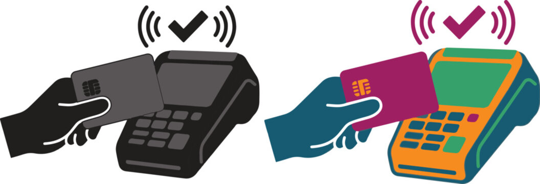 Contactless wireless card payment machine finance vector icon