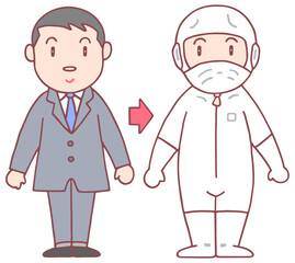 Fototapeta premium 仕事・職業のイラスト - クリーンウェア・清浄作業・作業員