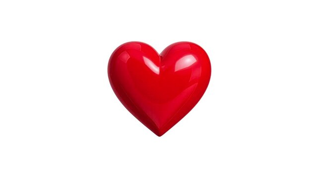 Red glossy 3d heart icon on white screen background for valentines day love concept and social media like button design