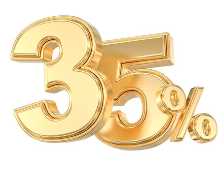 3D gold thirty five percent sign