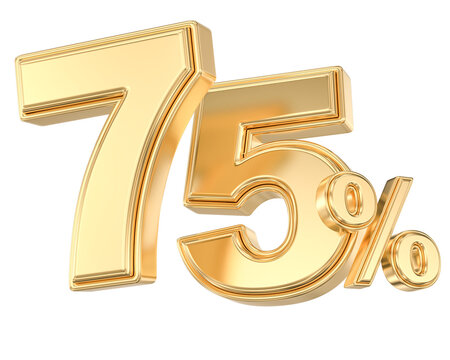 Gold 75 percent discount symbol