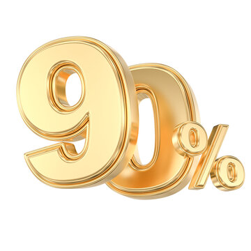 Gold 3D ninety percent sign