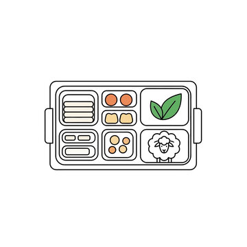 Nutrition tray showcasing balanced meal options and healthy portion sizes