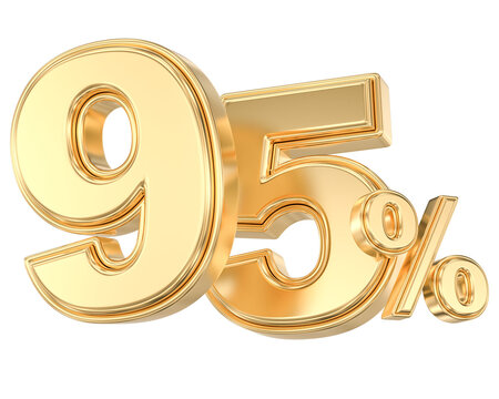 Gold 3D 95 percent sign
