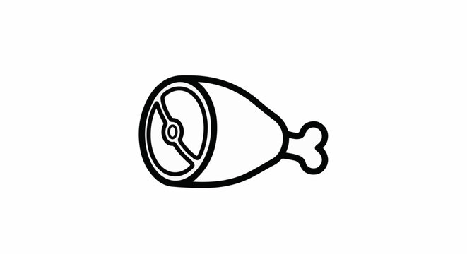 Simple line art of a stylized cooked ham hock