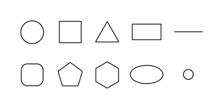 Collection of basic geometric shapes and lines on a white background