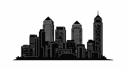 Fototapeta premium Silhouette of a modern cityscape with diverse skyscrapers