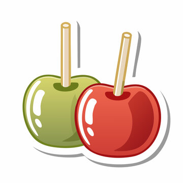 Two Candy Apples, Red and Green