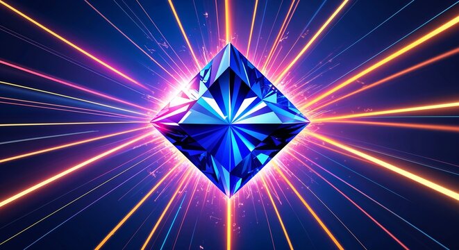 High intensity sapphire color energy burst with dynamic glowing lines