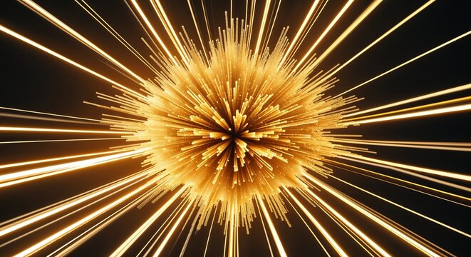 Luminous gold color explosion radiating outward with flowing light trails